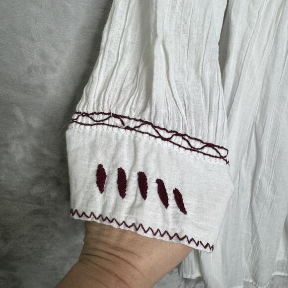 Nativa Tunic Top Womens Medium Embroidered Boho Peasant Blouse Tassel Bohemian - Picture 5 of 11